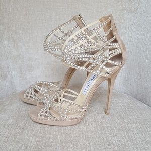 Jimmy Choo Champagne Leather Diva Cutout Sandals
